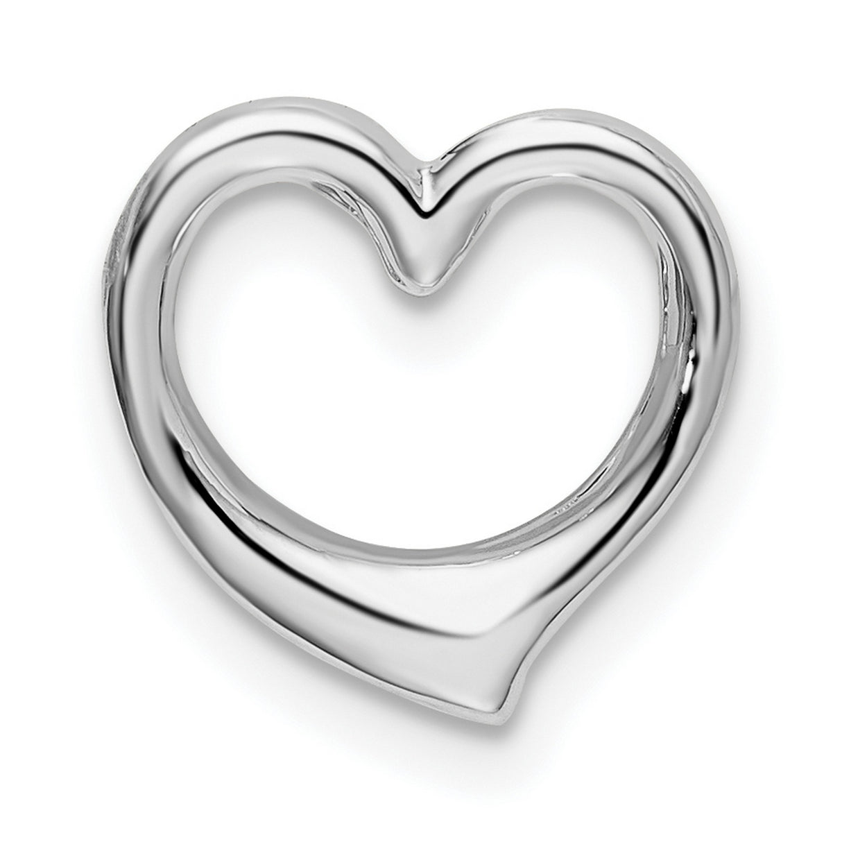 Polished Heart Slide Charm Pendant in Real 925 Sterling Silver