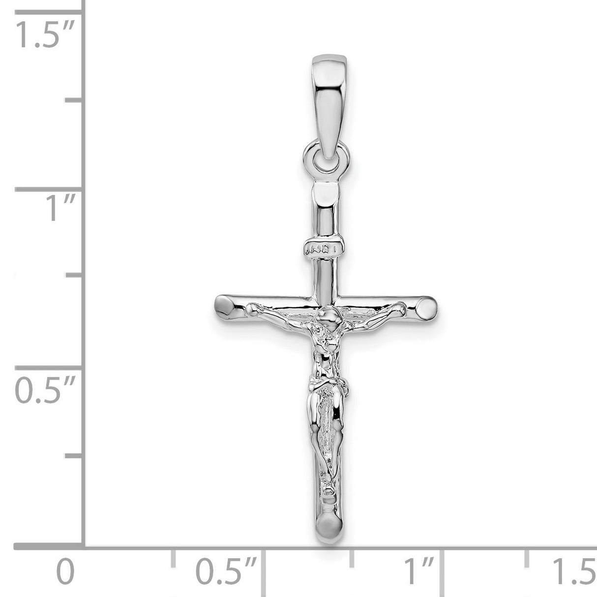 Sterling Silver Crucifix Cross Pendant with Jesus Figure, Polished Religious Design