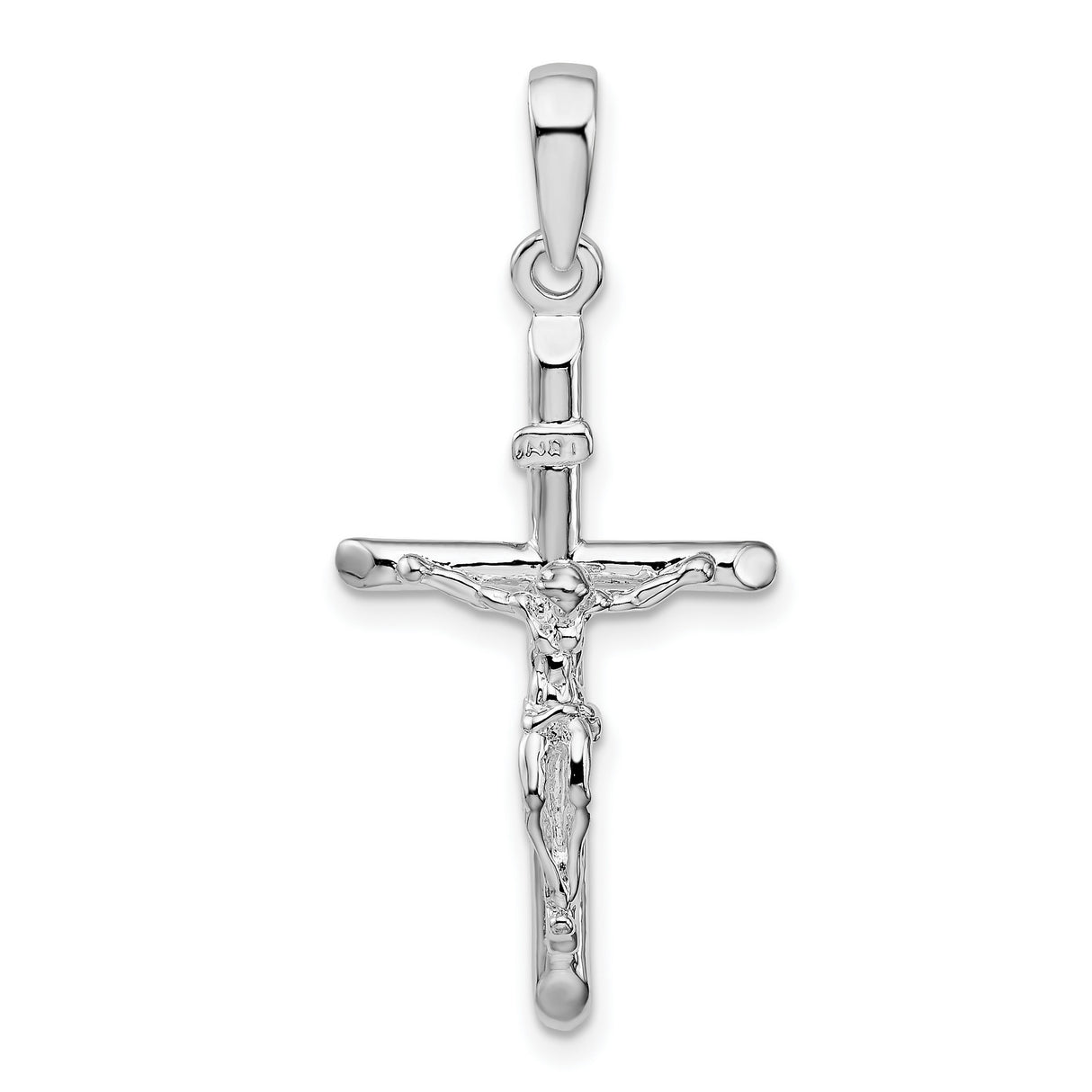 Sterling Silver Crucifix Cross Pendant with Jesus Figure, Polished Religious Design