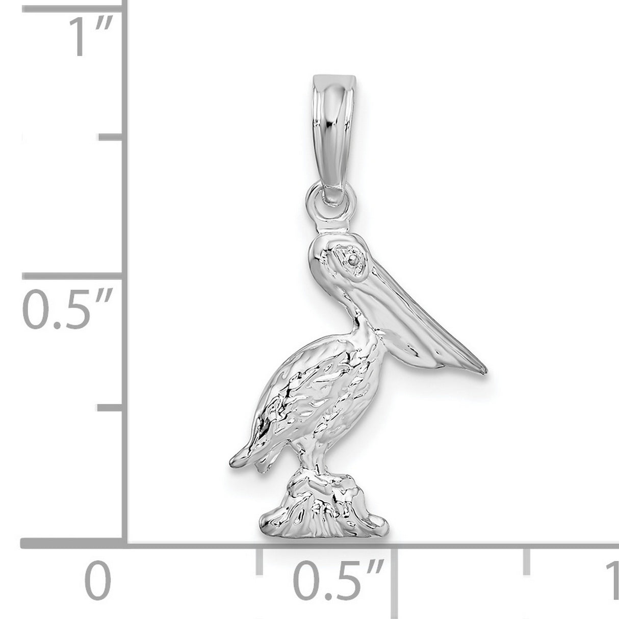 Sterling Silver Pelican Pendant with Detailed Bird on Rock, Nautical Wildlife Charm