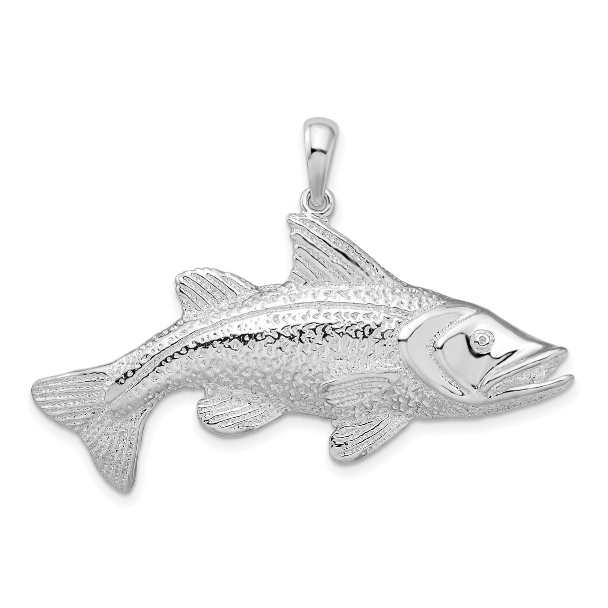 Sterling Silver Fish Pendant with Detailed Game Fish Design, Nautical Angler Jewelry