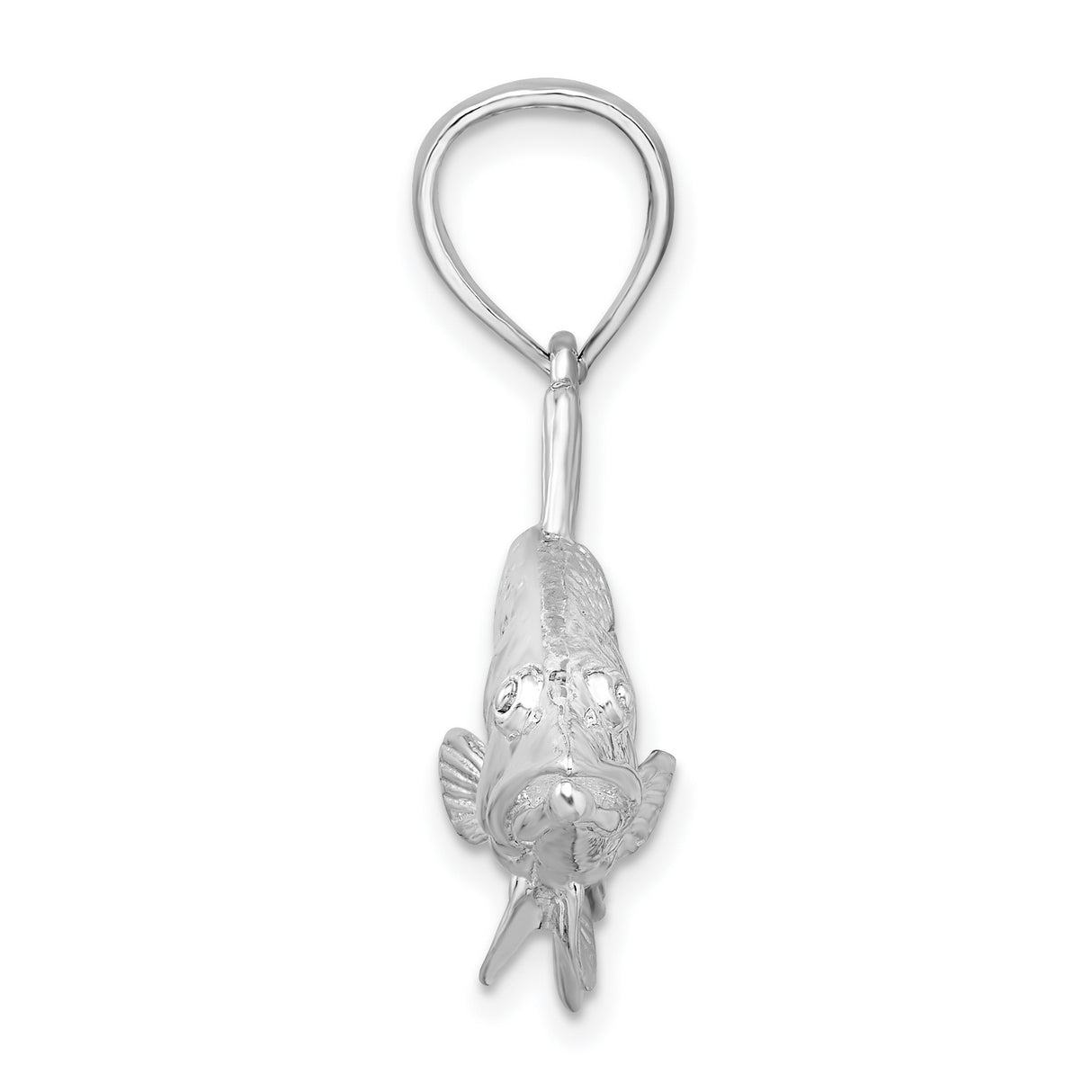Polished 3-D Snook Fish Charm Pendant in Real 925 Sterling Silver