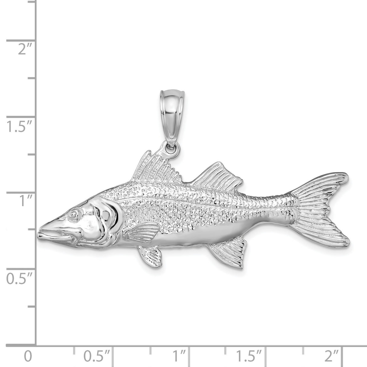 Polished 3-D Snook Fish Charm Pendant in Real 925 Sterling Silver
