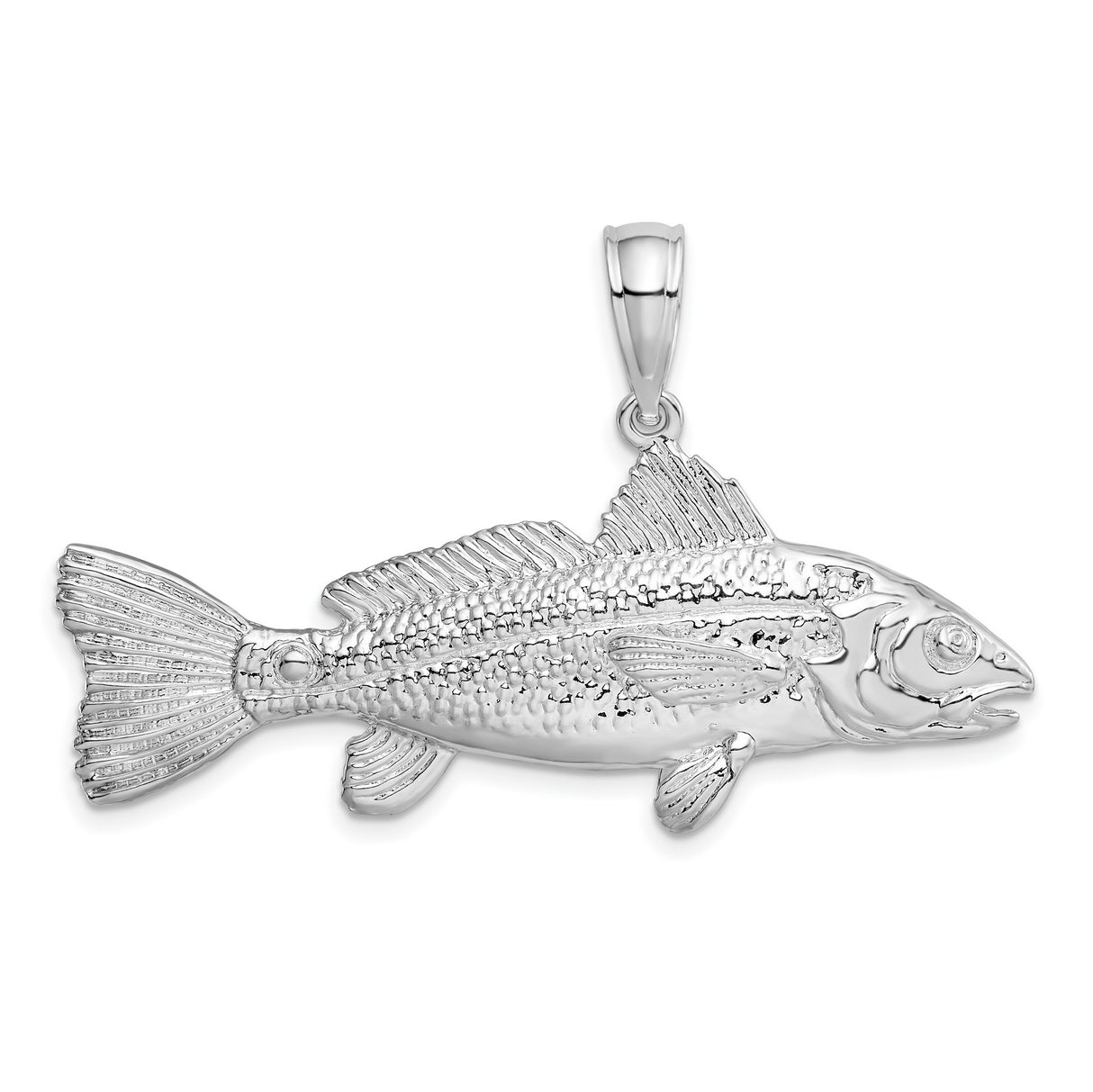 Sterling Silver Striped Bass Pendant with 3D Fish Design, Nautical Jewelry for Men