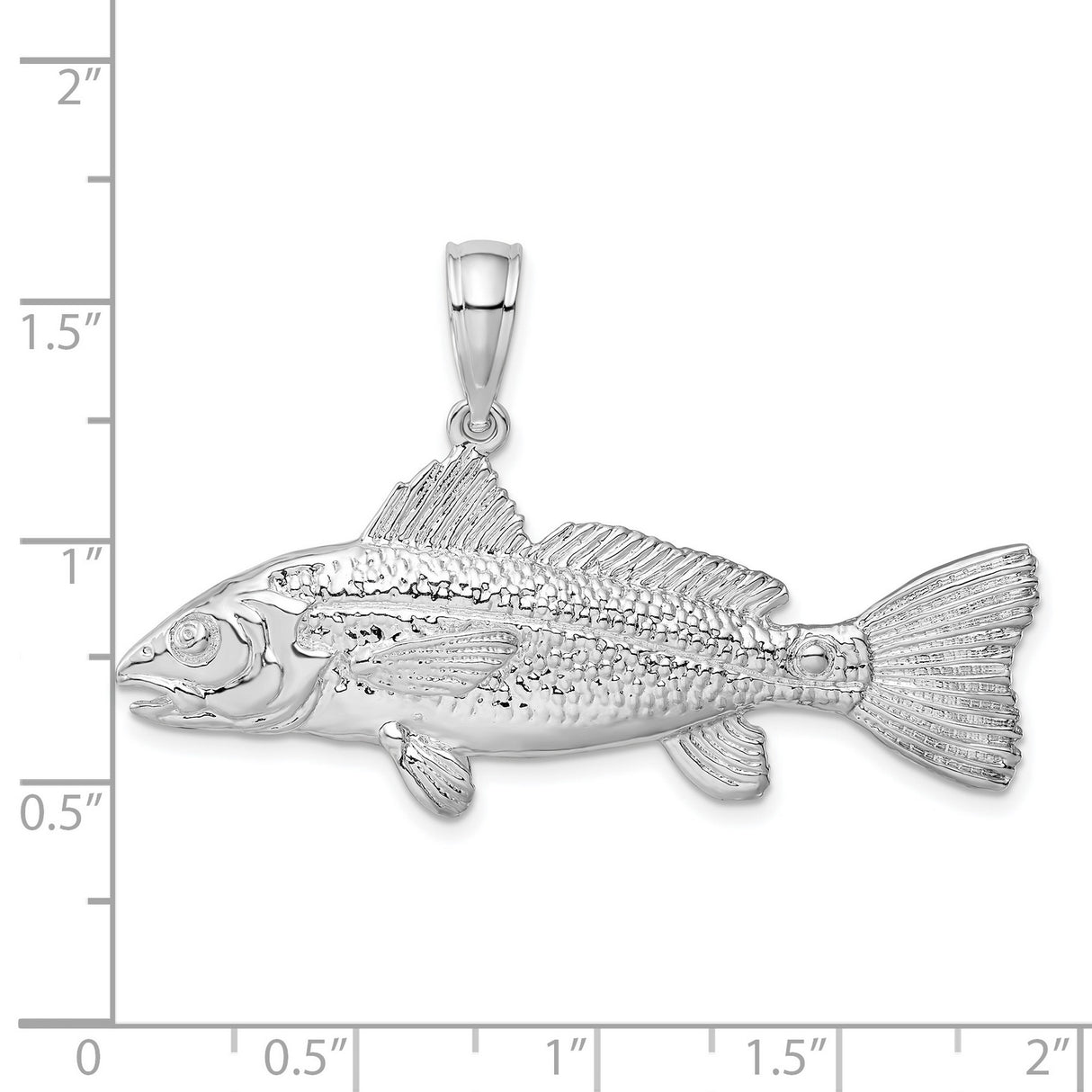 Sterling Silver Striped Bass Pendant with 3D Fish Design, Nautical Jewelry for Men
