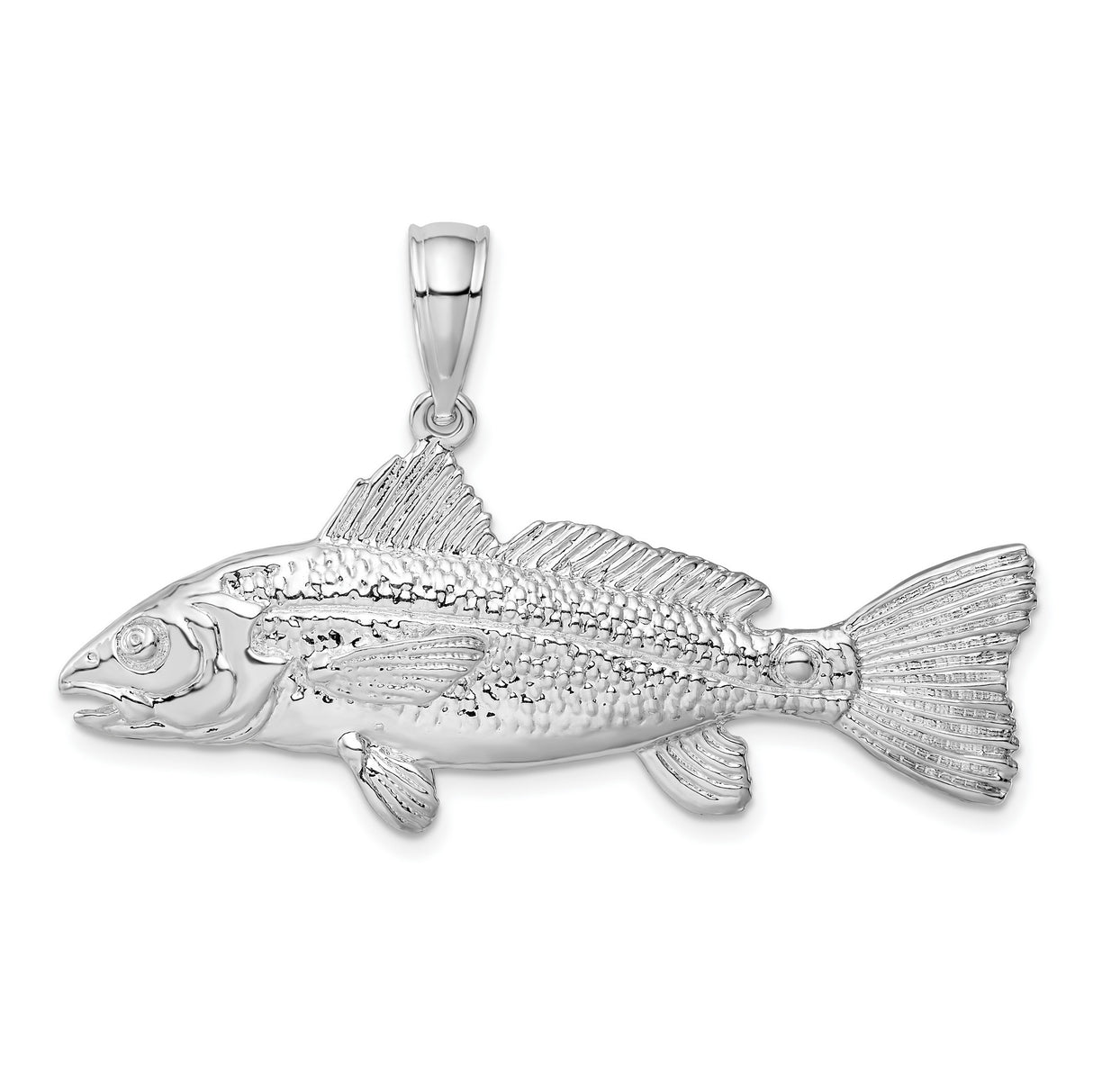 Sterling Silver Striped Bass Pendant with 3D Fish Design, Nautical Jewelry for Men