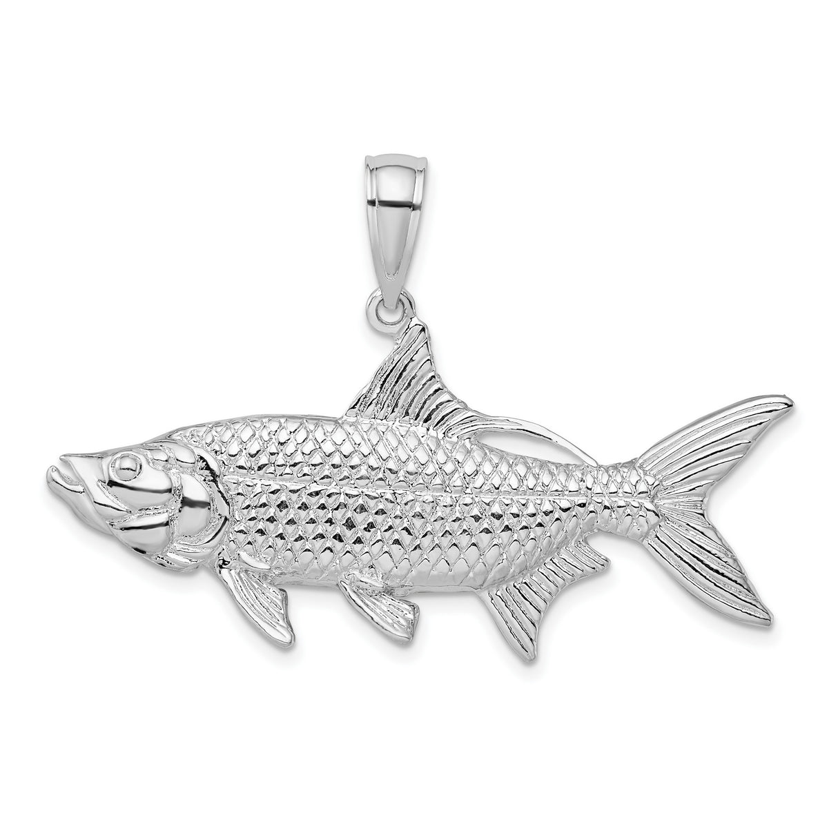 Sterling Silver Fish Pendant with Realistic Tarpon Design, Nautical Angler Charm