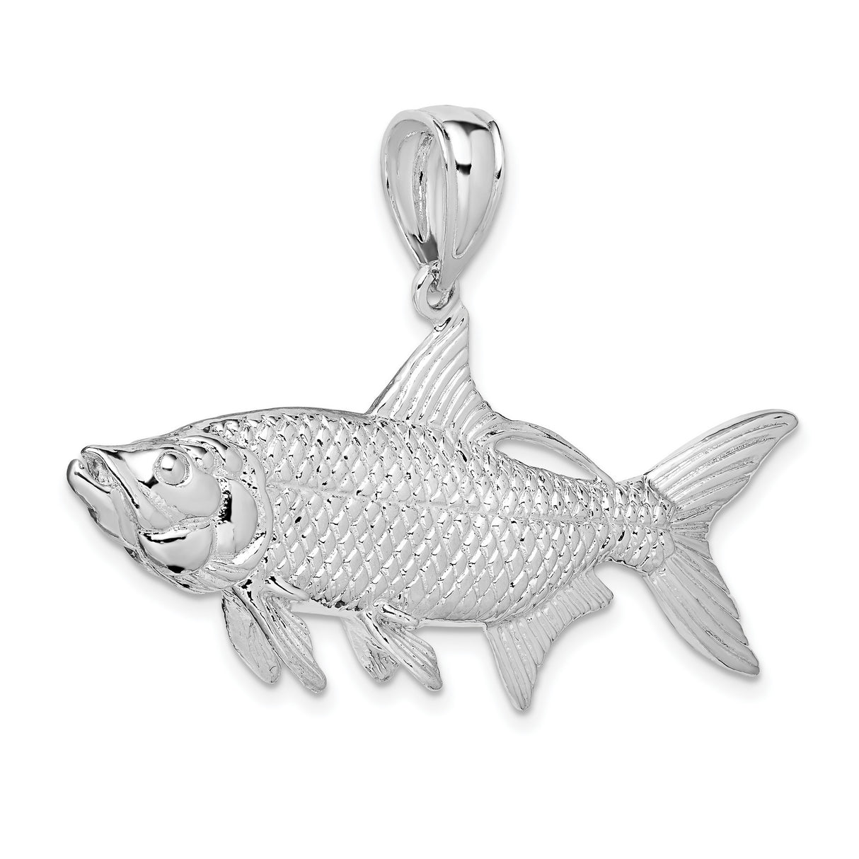 Sterling Silver Fish Pendant with Realistic Tarpon Design, Nautical Angler Charm