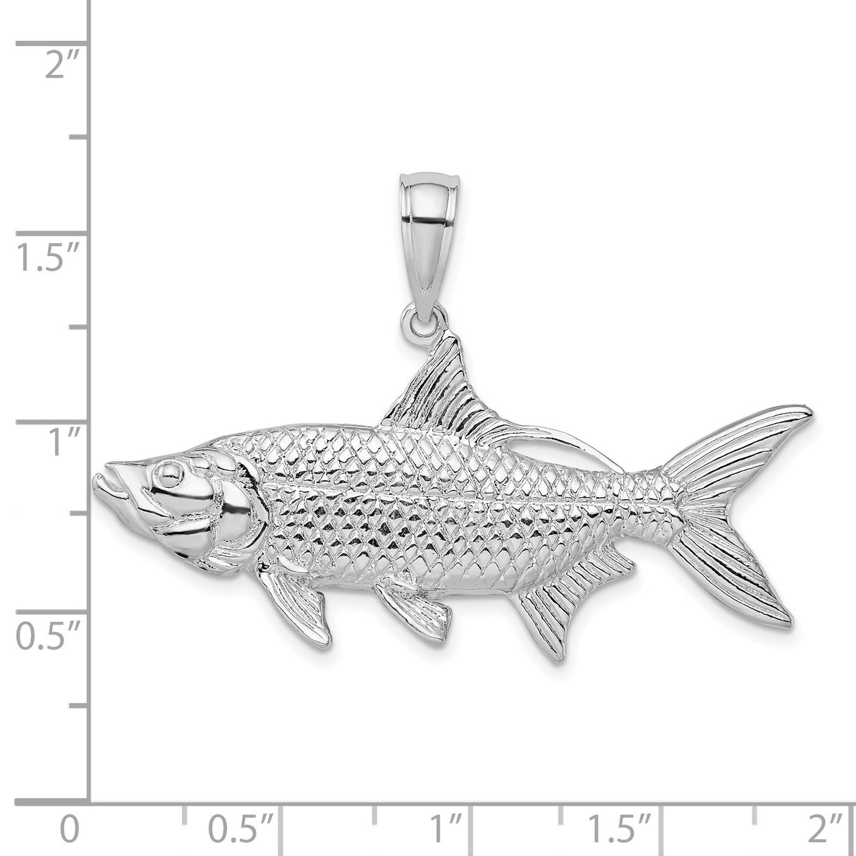 Sterling Silver Fish Pendant with Realistic Tarpon Design, Nautical Angler Charm
