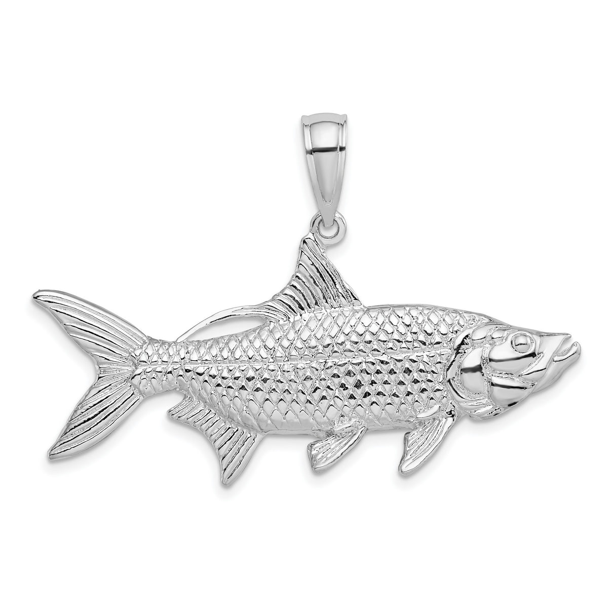 Sterling Silver Fish Pendant with Realistic Tarpon Design, Nautical Angler Charm