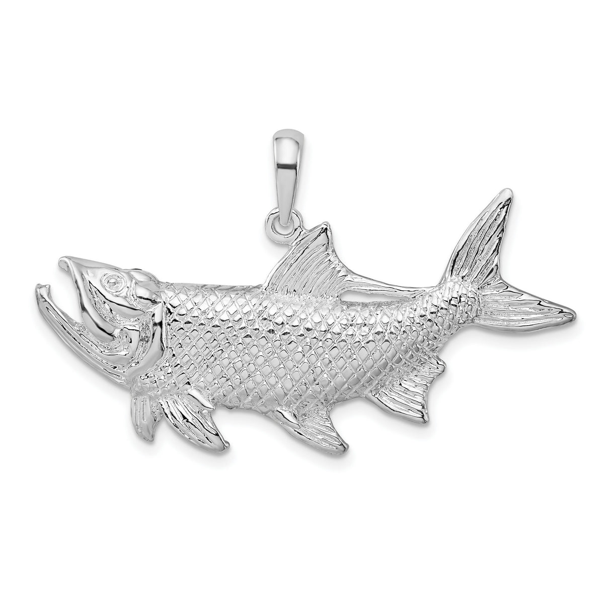 Sterling Silver Tarpon Pendant, Detailed Sportfish Design, Nautical Jewelry for Anglers