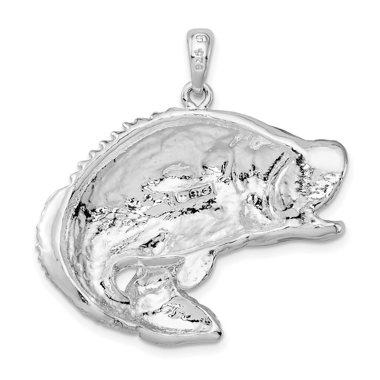 Sterling Silver Largemouth Bass Pendant with Detailed Fins and Scales, Unisex Fishing Jewelry