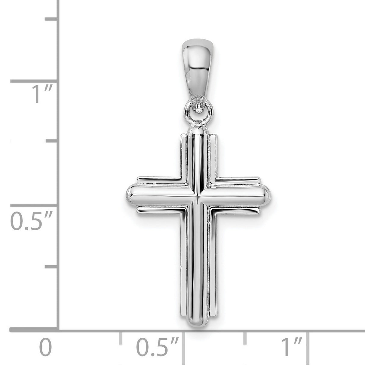 Sterling Silver Cross Pendant with Layered Metal Accents and Polished Finish