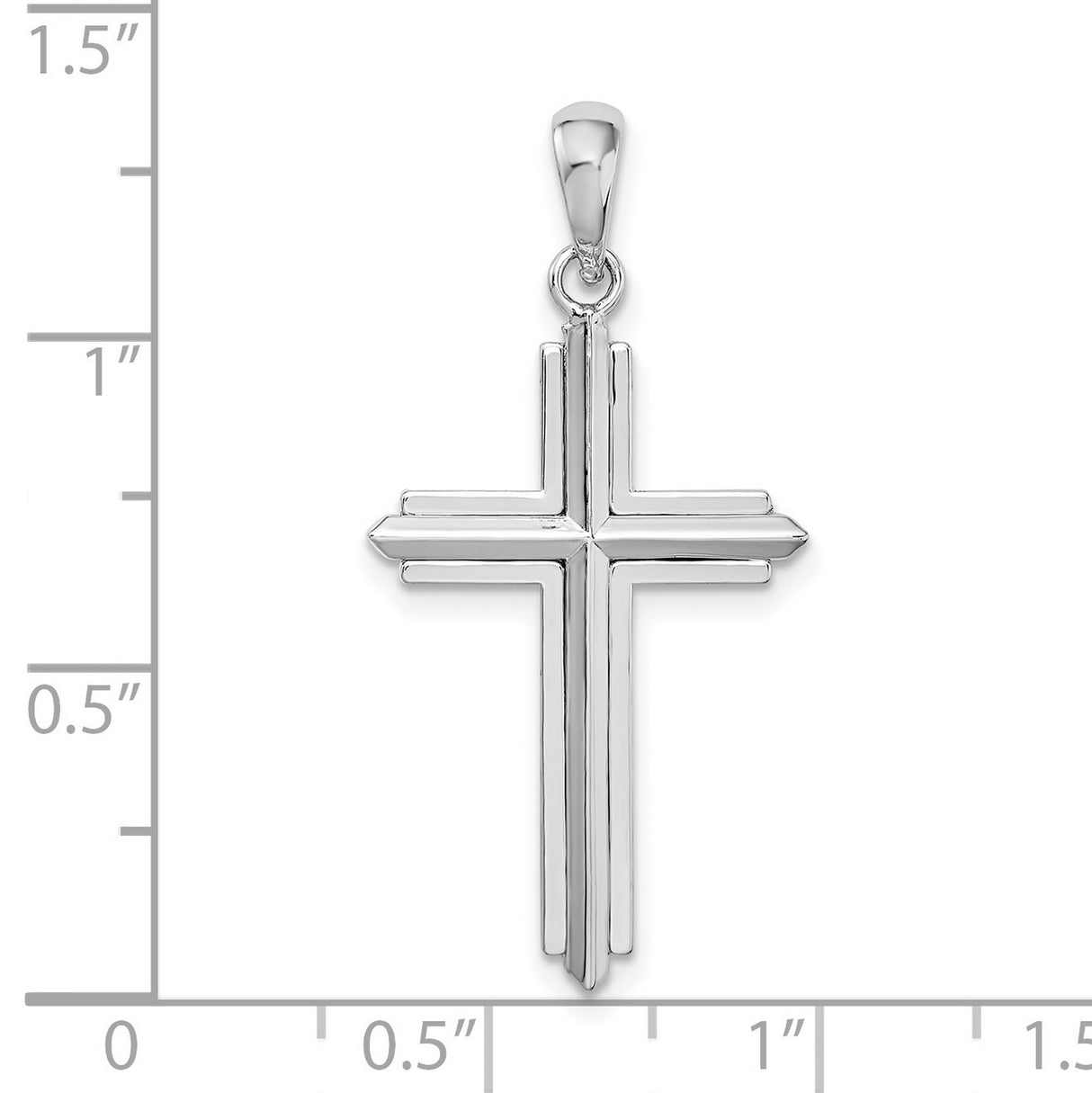 Sterling Silver Cross Pendant with Mirror Finish and Beveled Edges for Men and Women