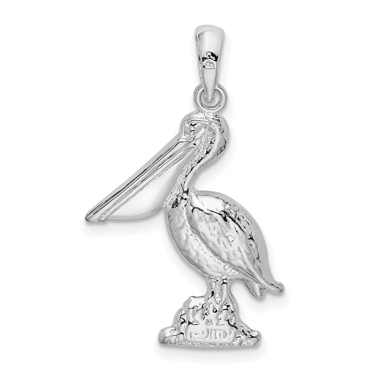 Large 3-D Standing Pelican Charm Pendant in Real 925 Sterling Silver