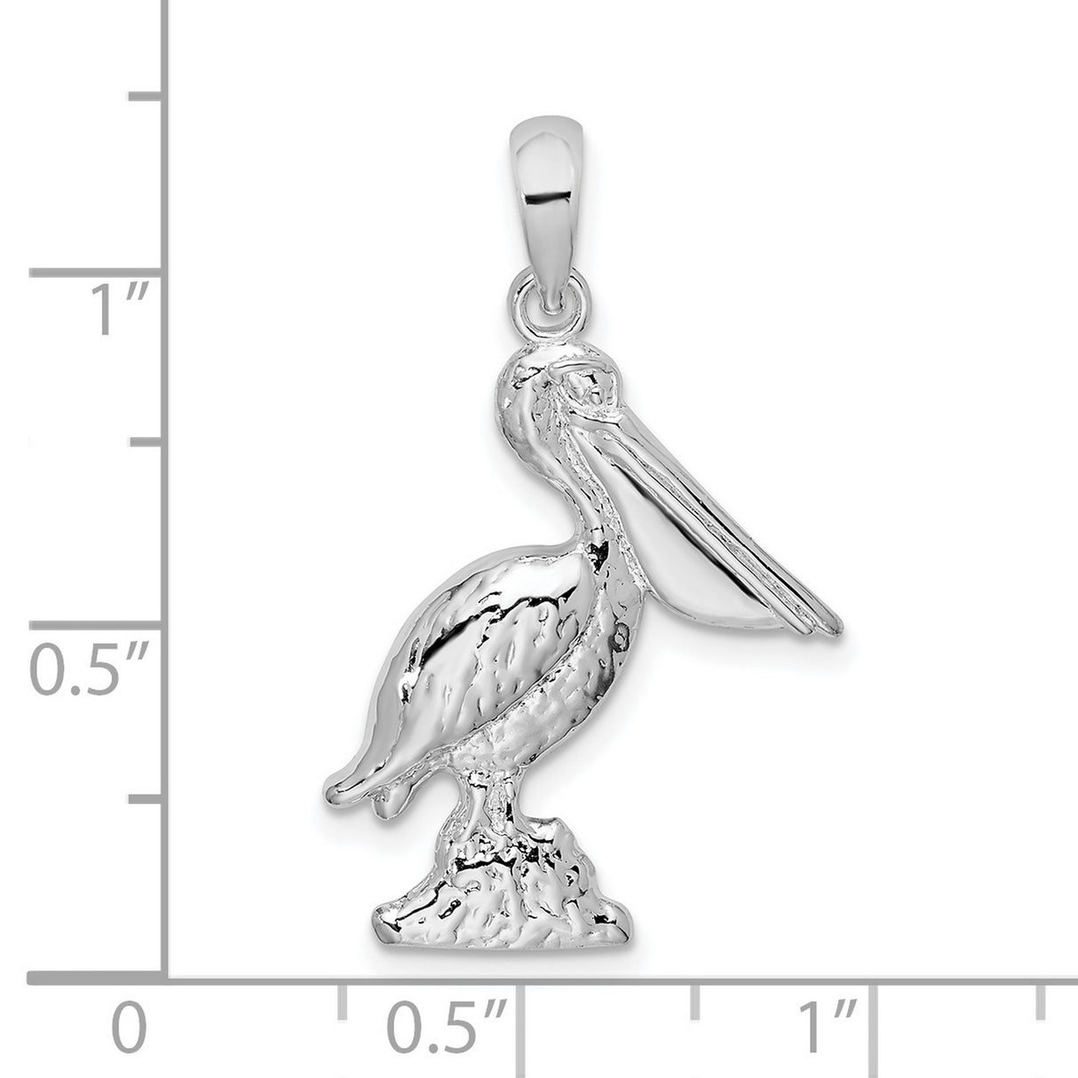Large 3-D Standing Pelican Charm Pendant in Real 925 Sterling Silver