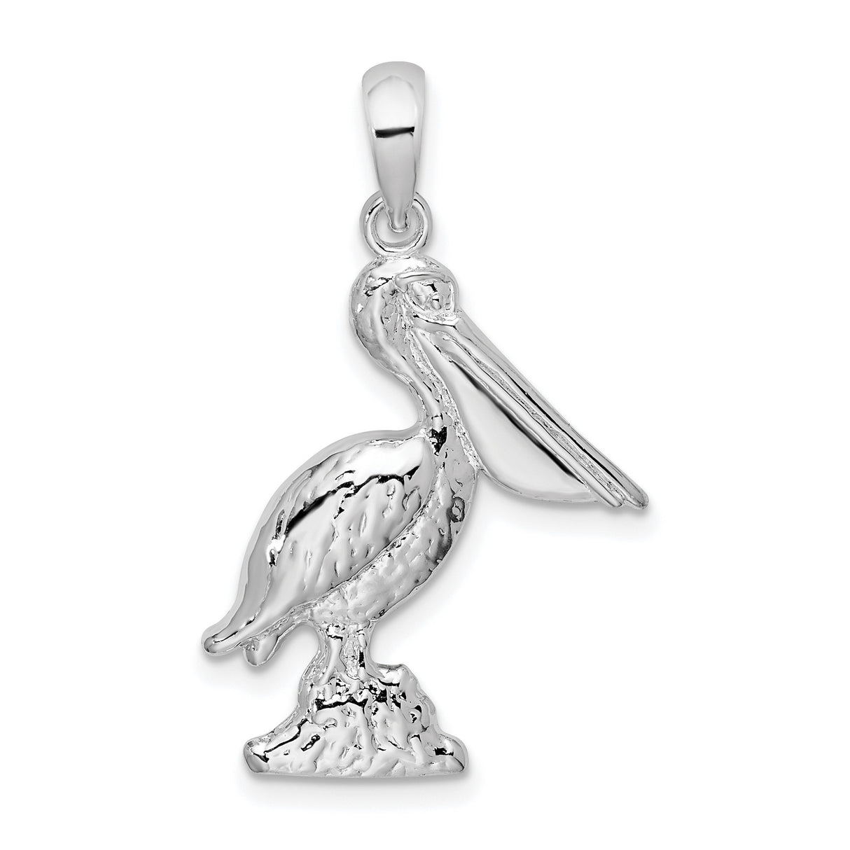 Large 3-D Standing Pelican Charm Pendant in Real 925 Sterling Silver