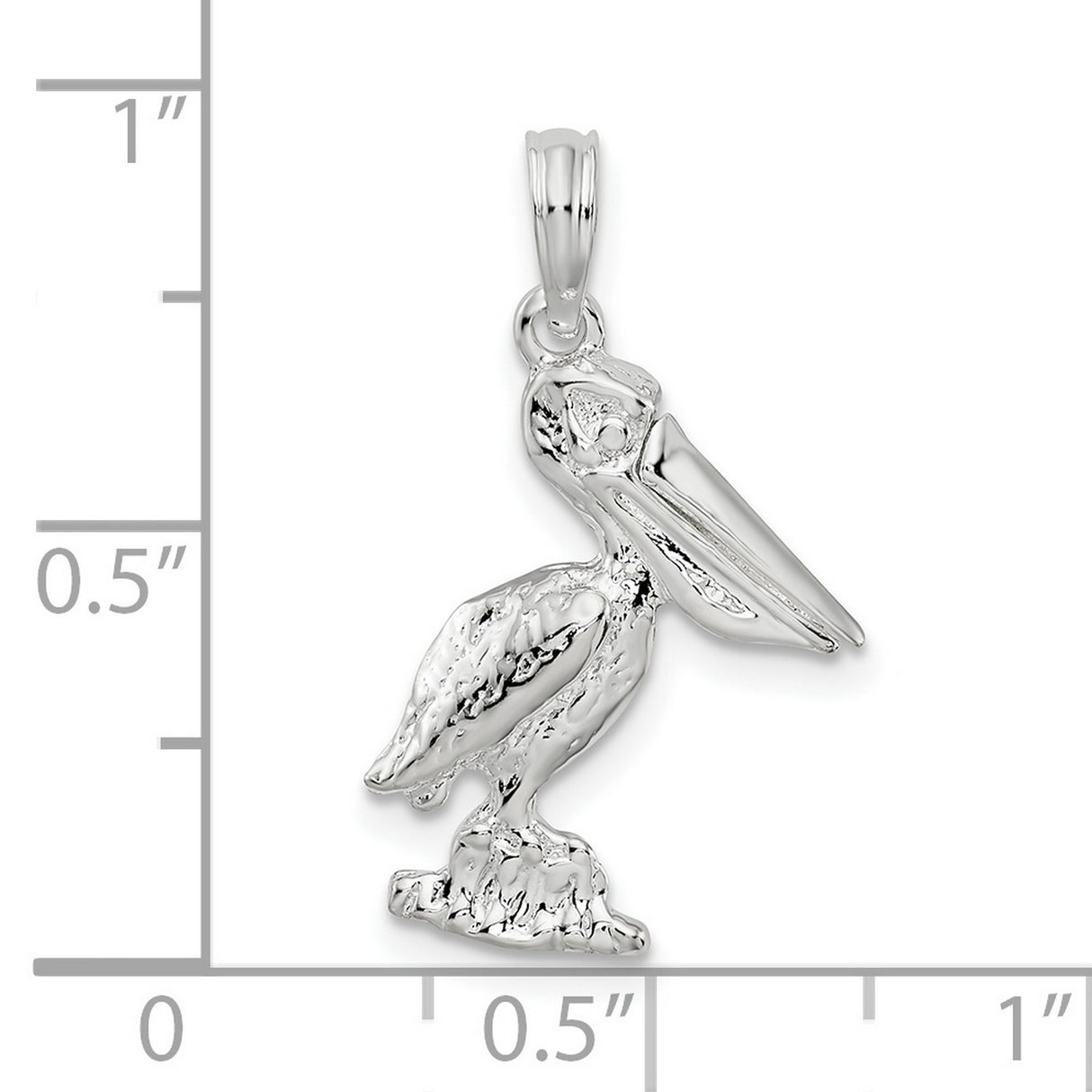 Small 3-D Standing Moveable Mouth Pelican Charm Pendant in Real 925 Sterling Silver
