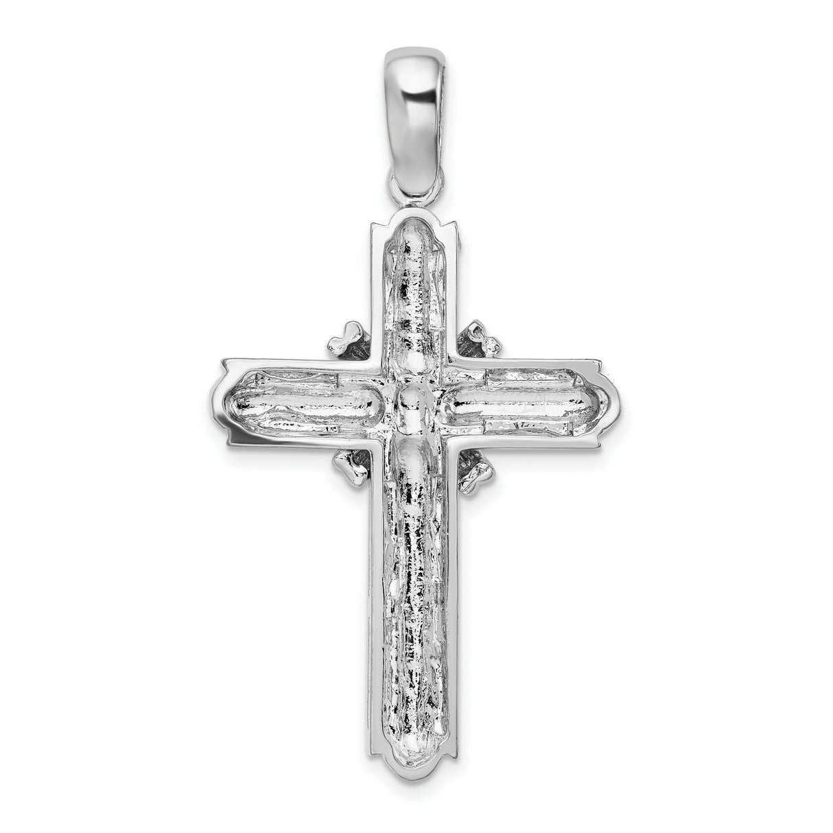 Sterling Silver Cross Pendant with Rounded Edges, High Polish Finish, Modern Christian Design