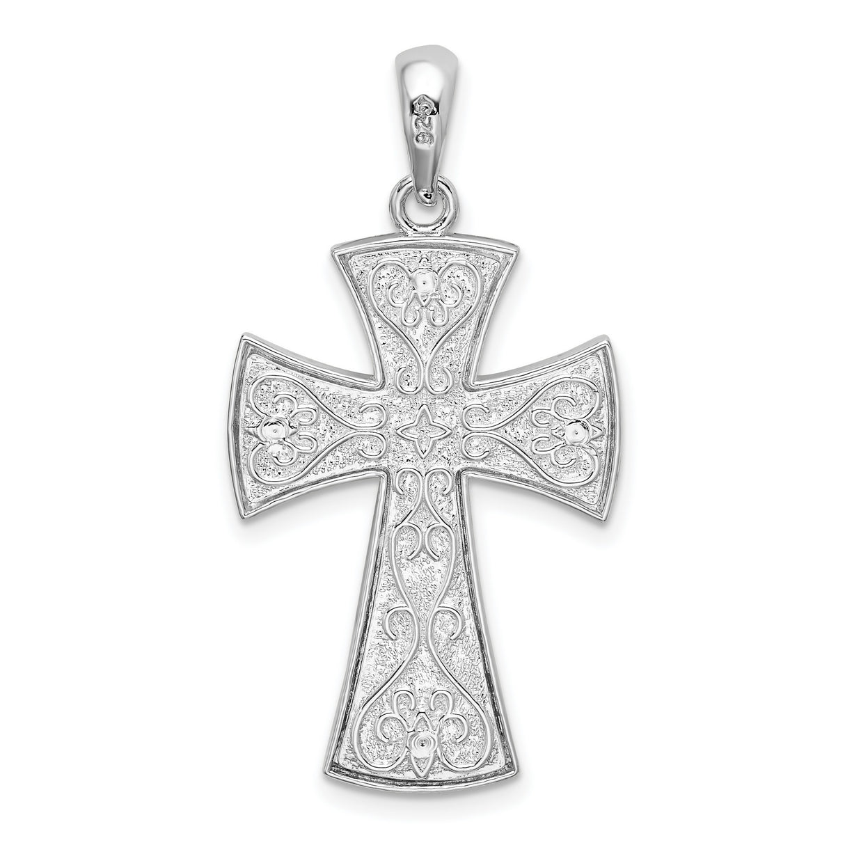 Sterling Silver Cross Pendant with Filigree Design and Beaded Edging for Men and Women