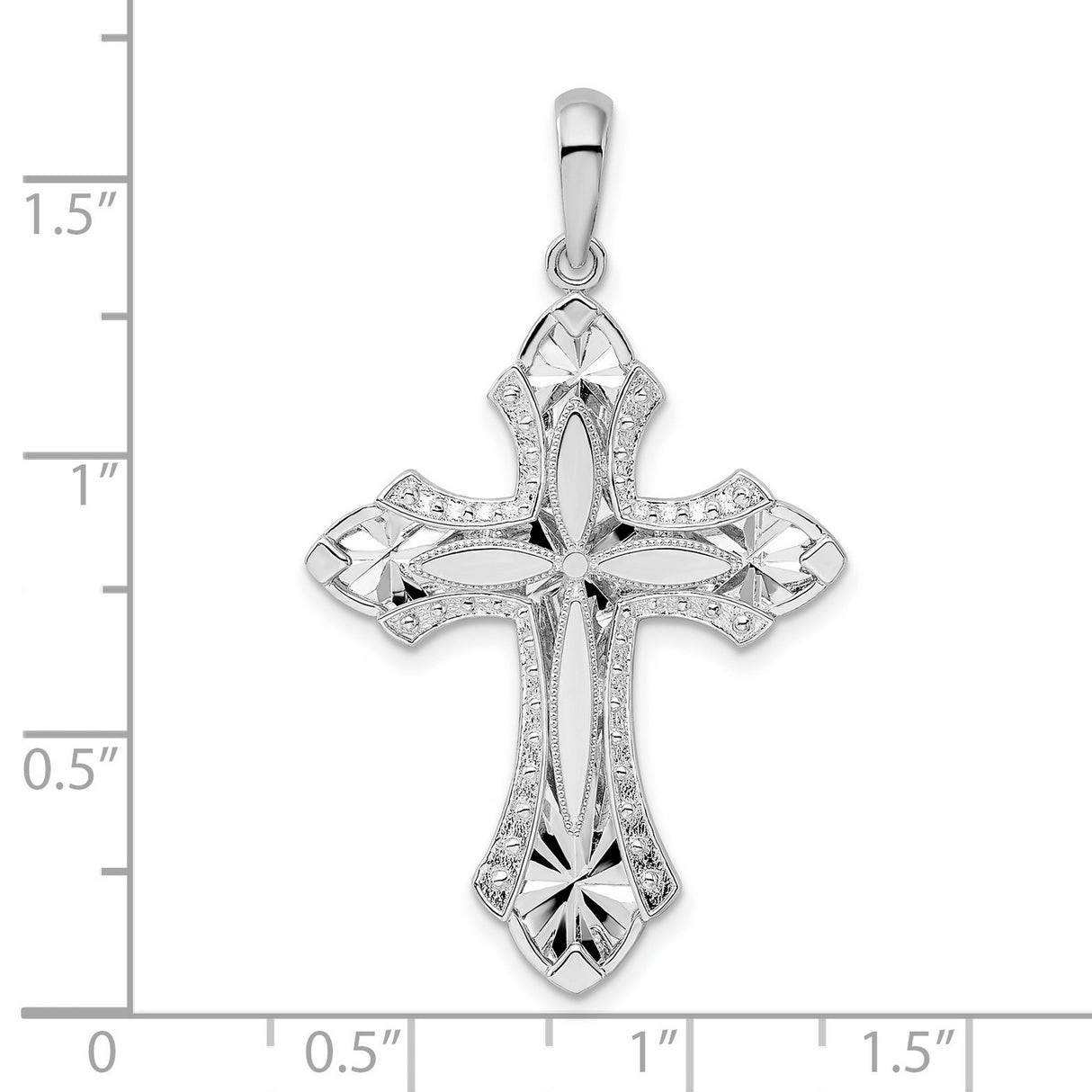 Sterling Silver Cross Pendant with Ornate Floral Accents, Religious Jewelry for Men and Women