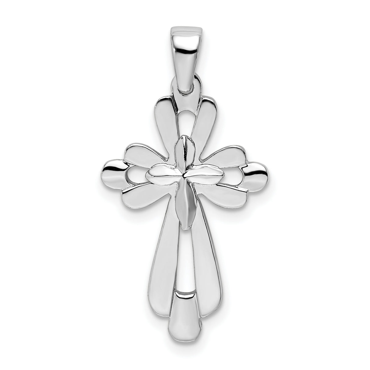 Sterling Silver Cross Pendant with Polished Tapered Arms, Modern Religious Design, Unisex