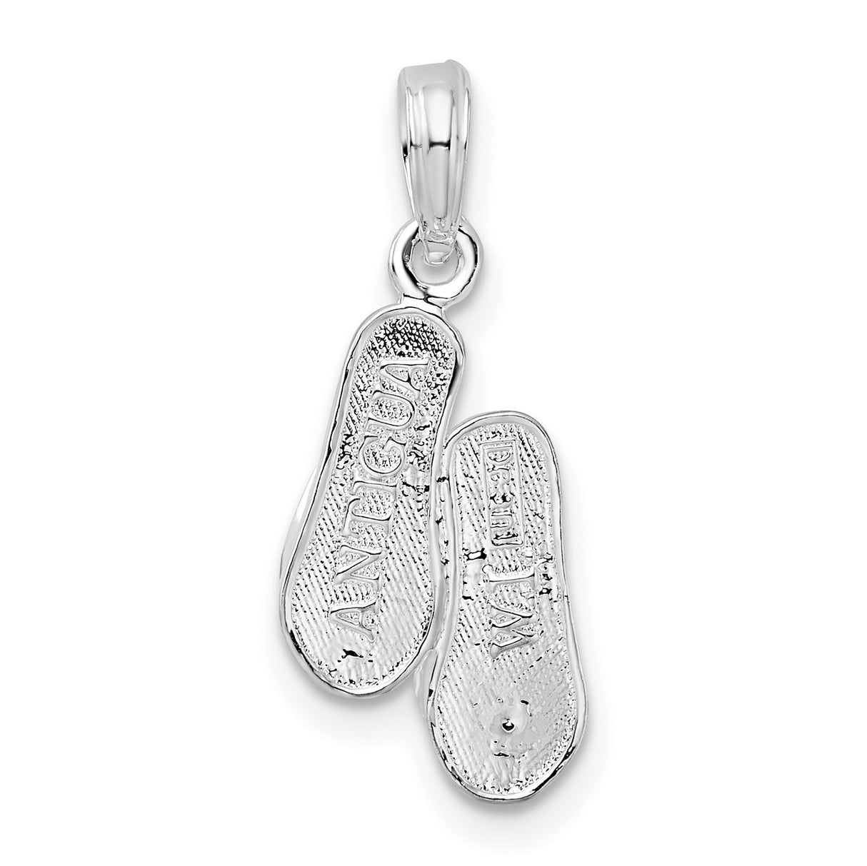 Sterling Silver Flip Flop Pendant, Textured Dual Sandal Charm, Beach Vacation Jewelry for Women