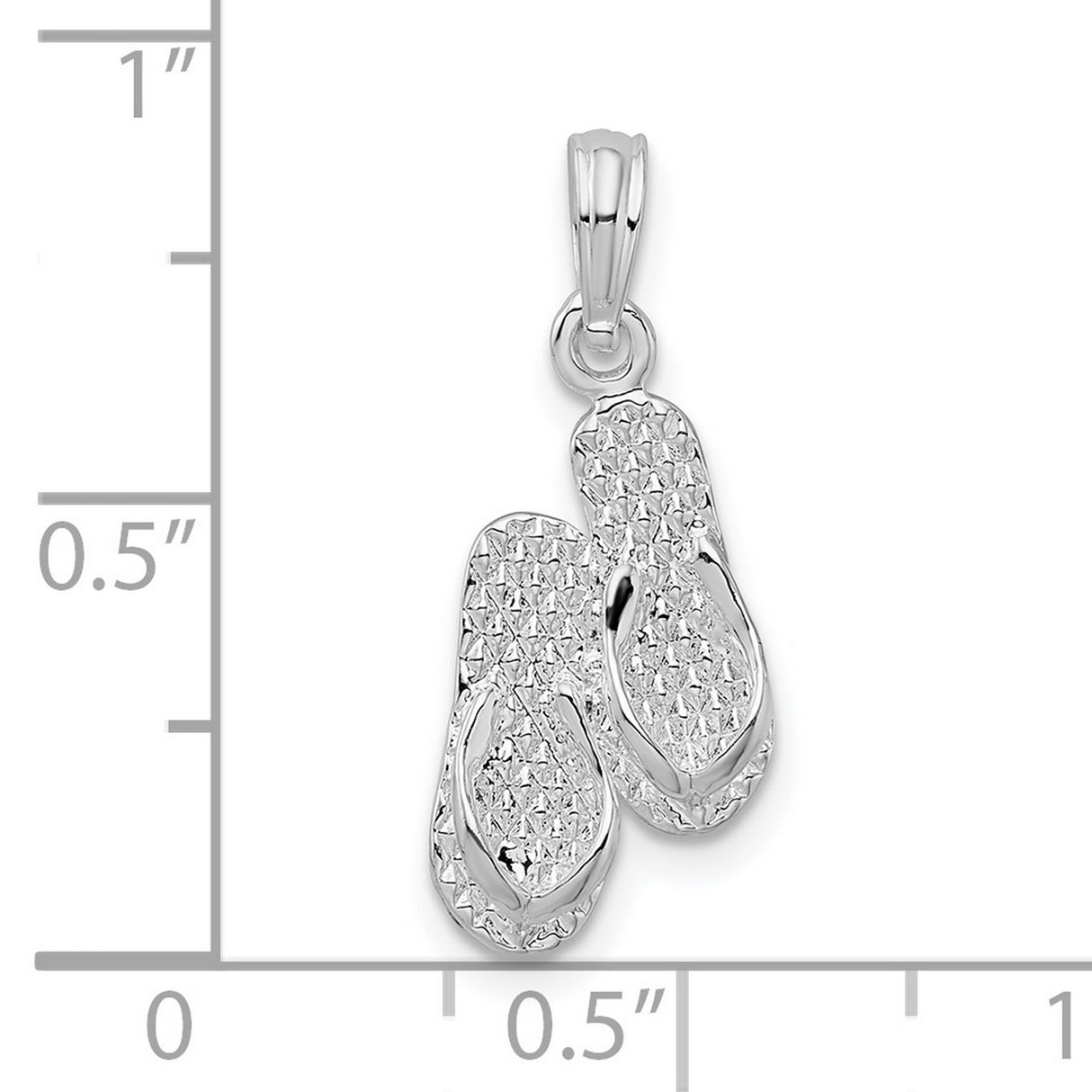 Sterling Silver Flip Flop Pendant, Textured Dual Sandal Charm, Beach Vacation Jewelry for Women