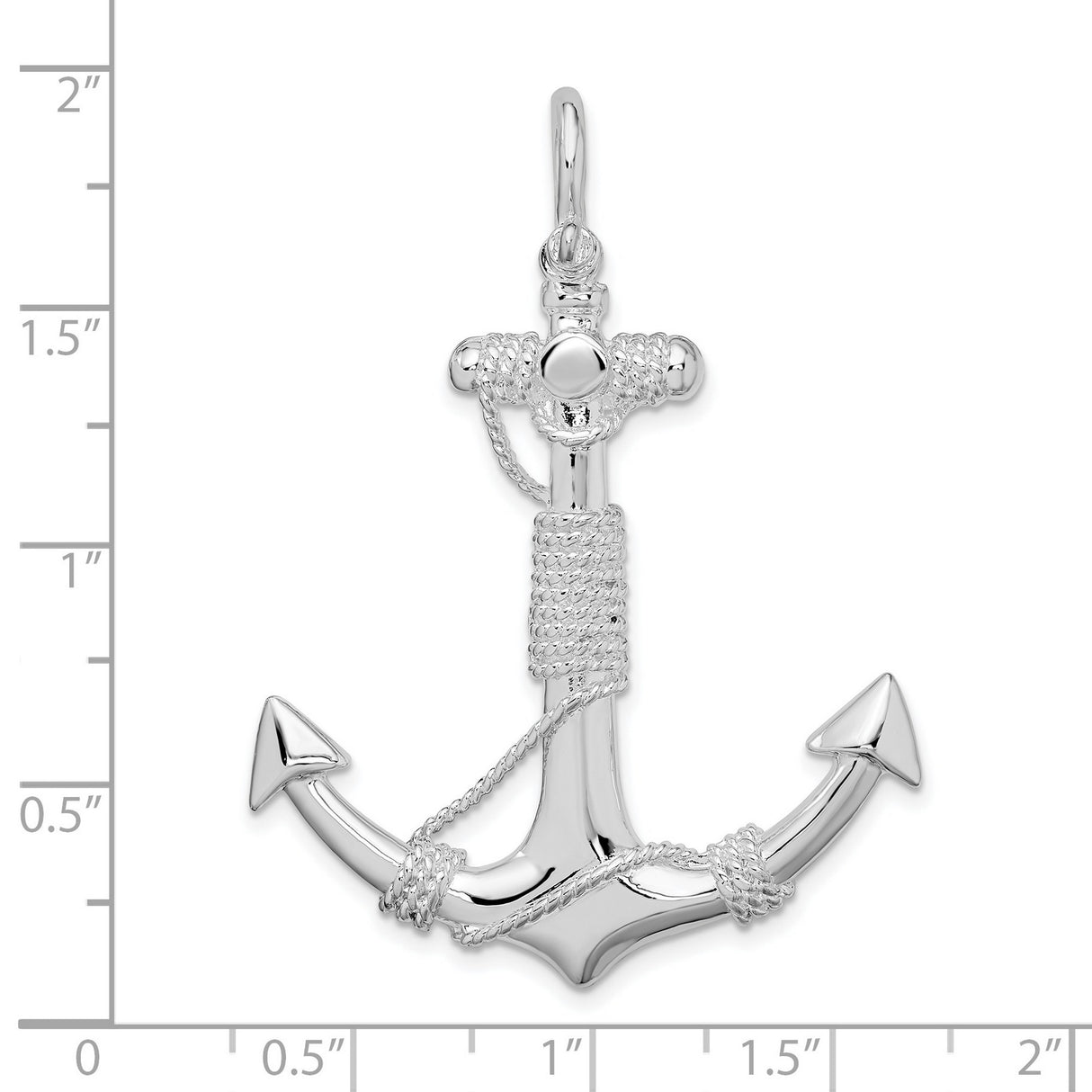 Sterling Silver Anchor Pendant with Rope Design, Nautical Symbol of Strength and Faith