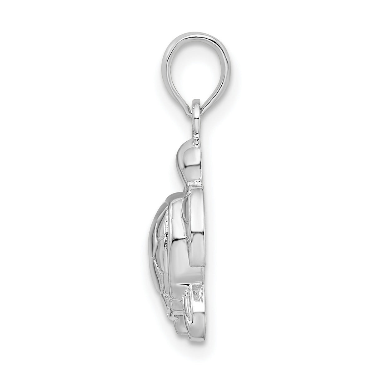 Polished Sea Turtle Charm Pendant in Real 925 Sterling Silver