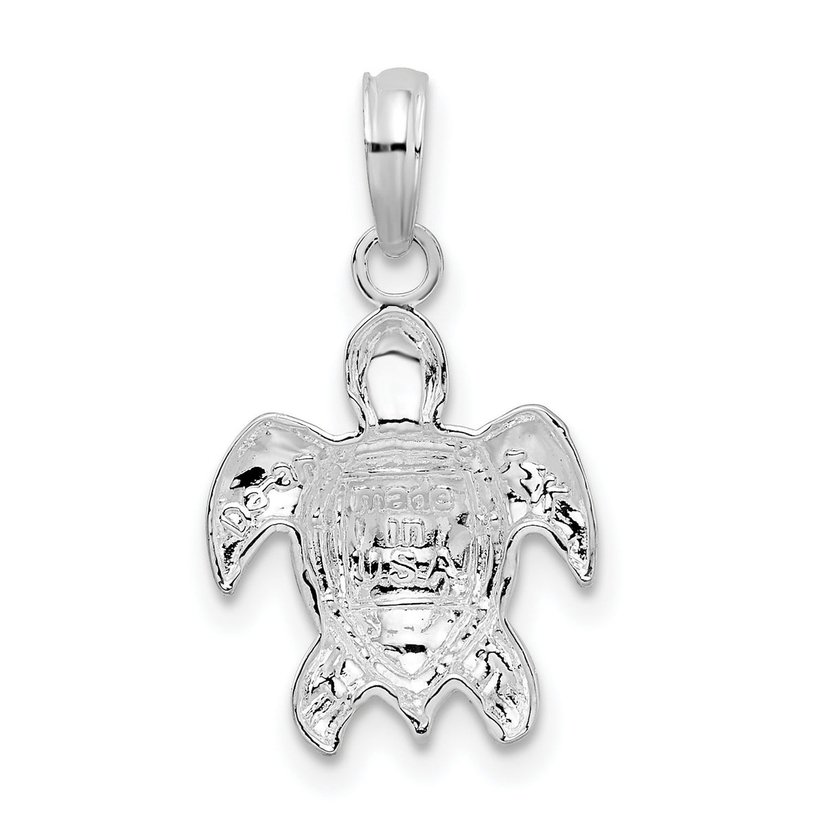Polished Sea Turtle Charm Pendant in Real 925 Sterling Silver
