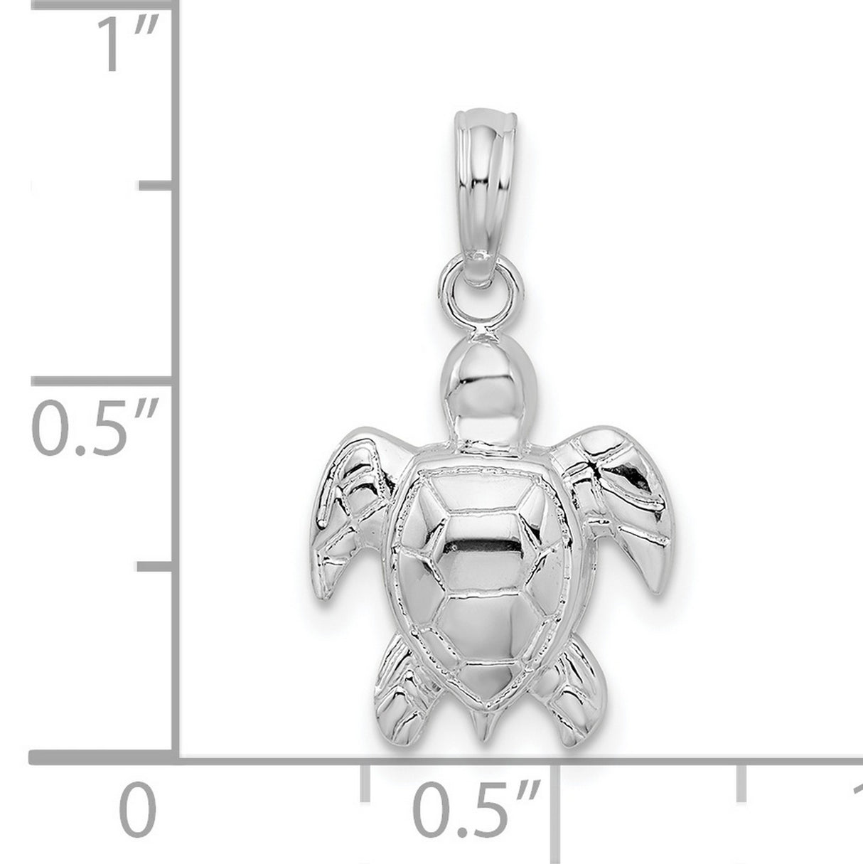 Polished Sea Turtle Charm Pendant in Real 925 Sterling Silver