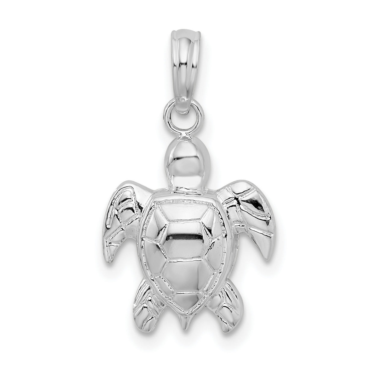 Polished Sea Turtle Charm Pendant in Real 925 Sterling Silver