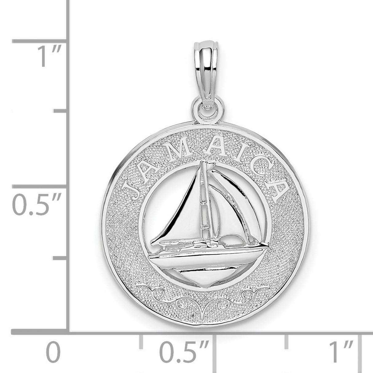 Sterling Silver Pendant with Sailboat Design, Jamaica Travel Theme, Unisex Ocean Charm
