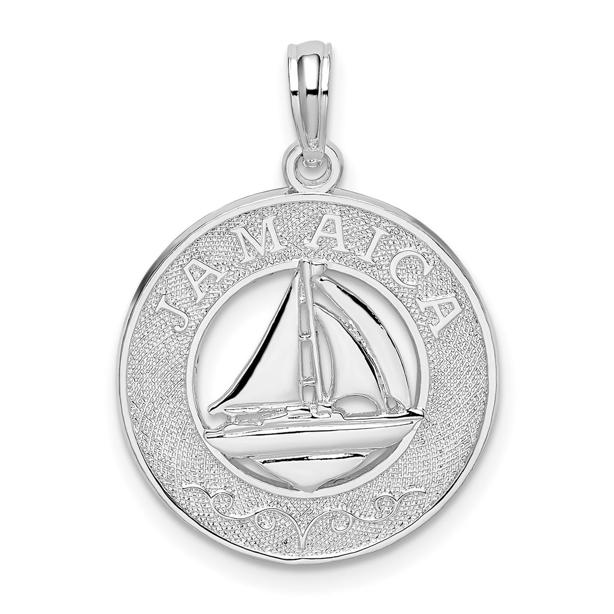 Sterling Silver Pendant with Sailboat Design, Jamaica Travel Theme, Unisex Ocean Charm