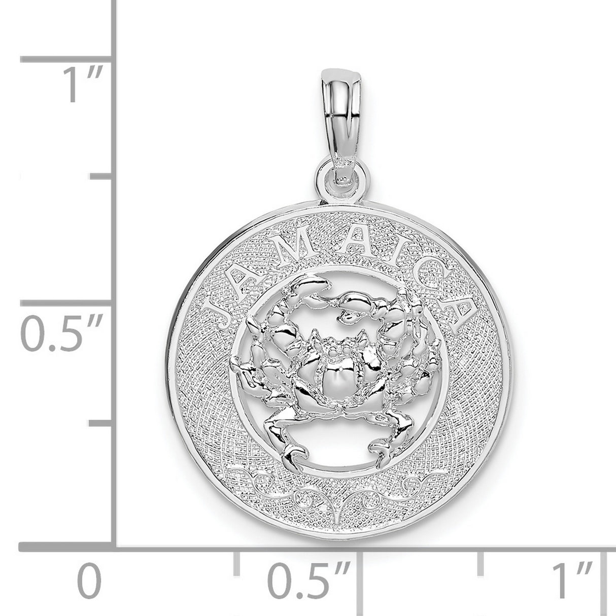 Sterling Silver Jamaica Pendant with Crab Design, Unisex Cultural Travel Charm