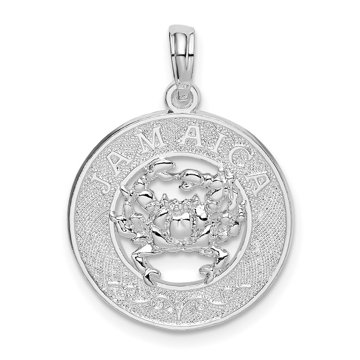Sterling Silver Jamaica Pendant with Crab Design, Unisex Cultural Travel Charm