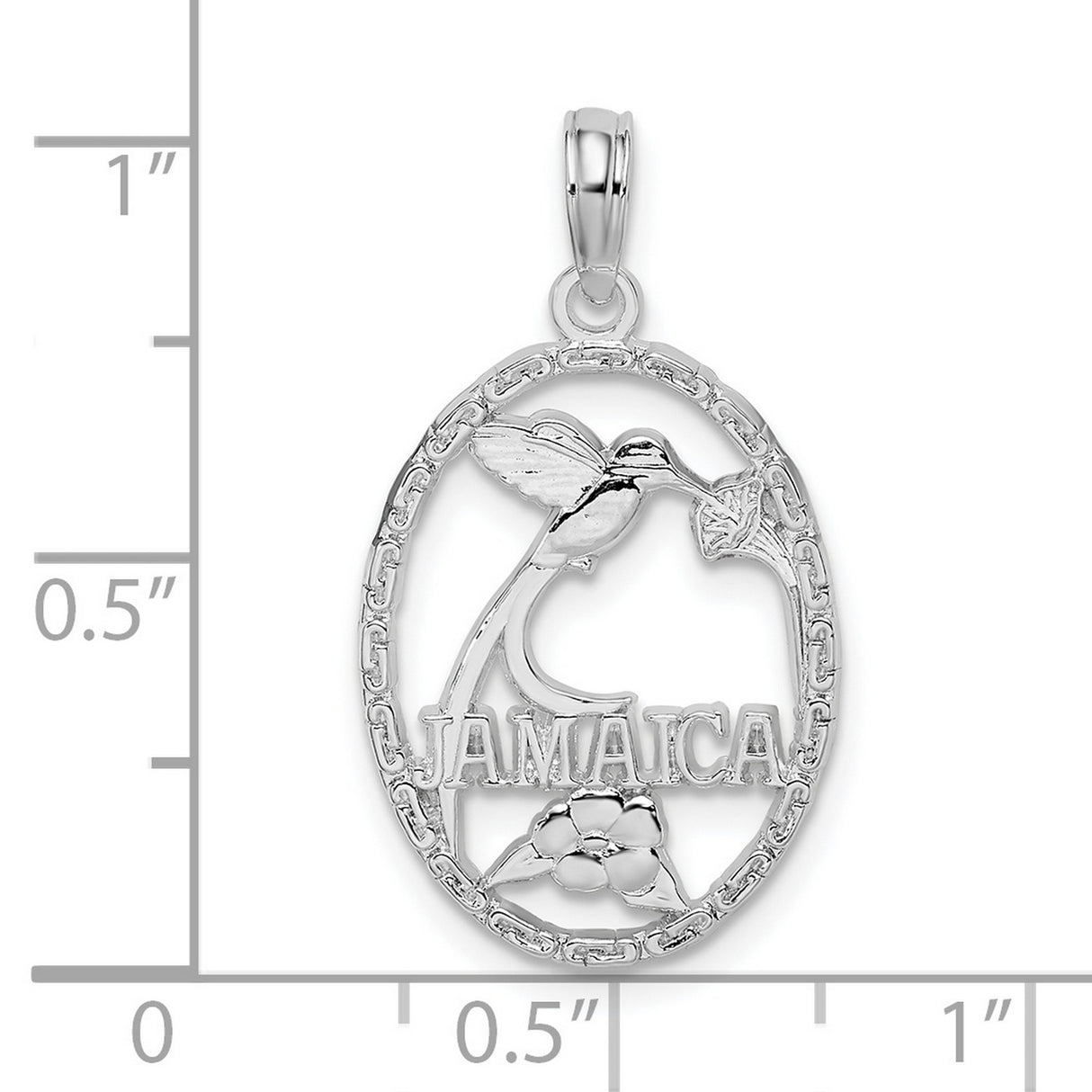 Sterling Silver Pendant with Hummingbird and Flower Design, Jamaica Island Jewelry