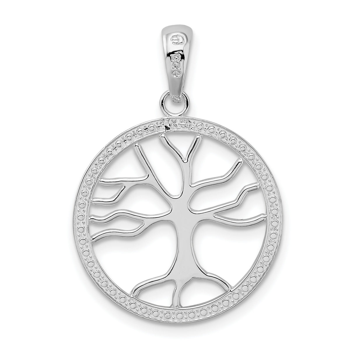 Sterling Silver Tree of Life Pendant with Openwork Circle Design for Women