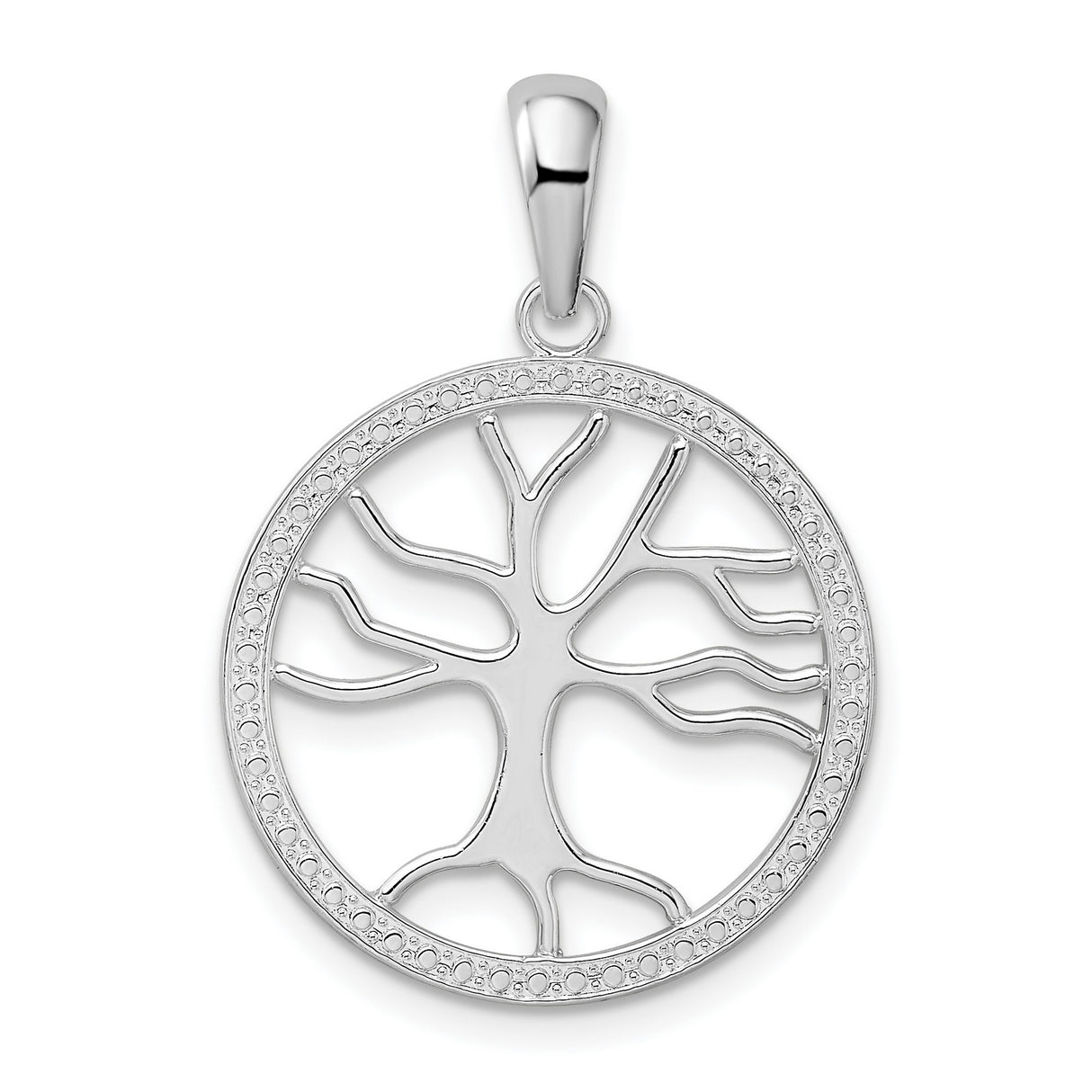 Sterling Silver Tree of Life Pendant with Openwork Circle Design for Women