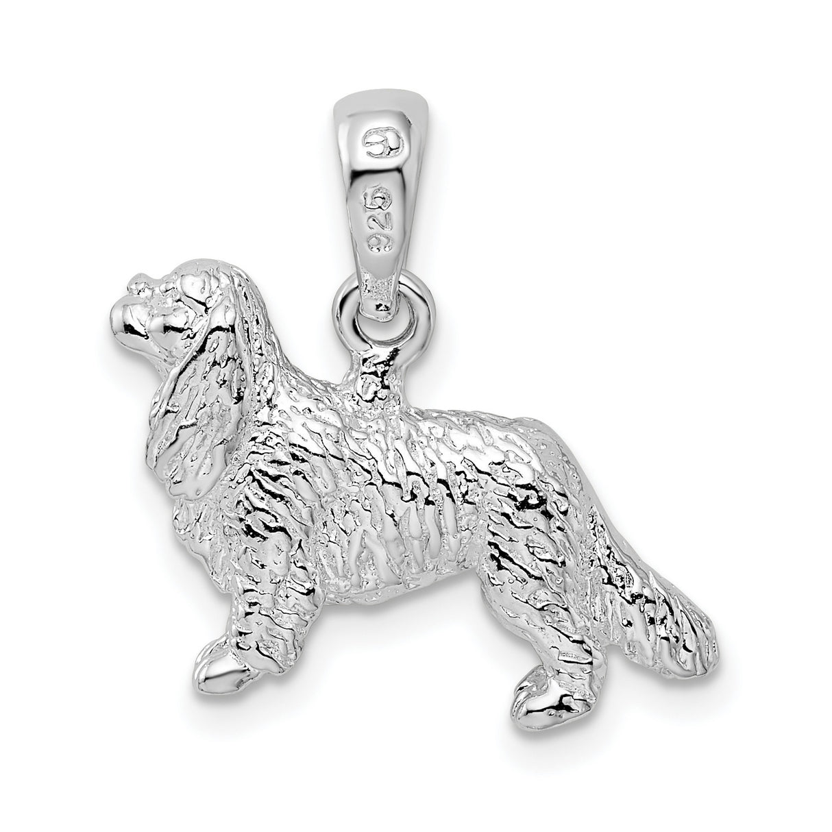 Sterling Silver Cocker Spaniel Pendant, Realistic 3D Dog Design, Animal Jewelry Charm for Women or Unisex