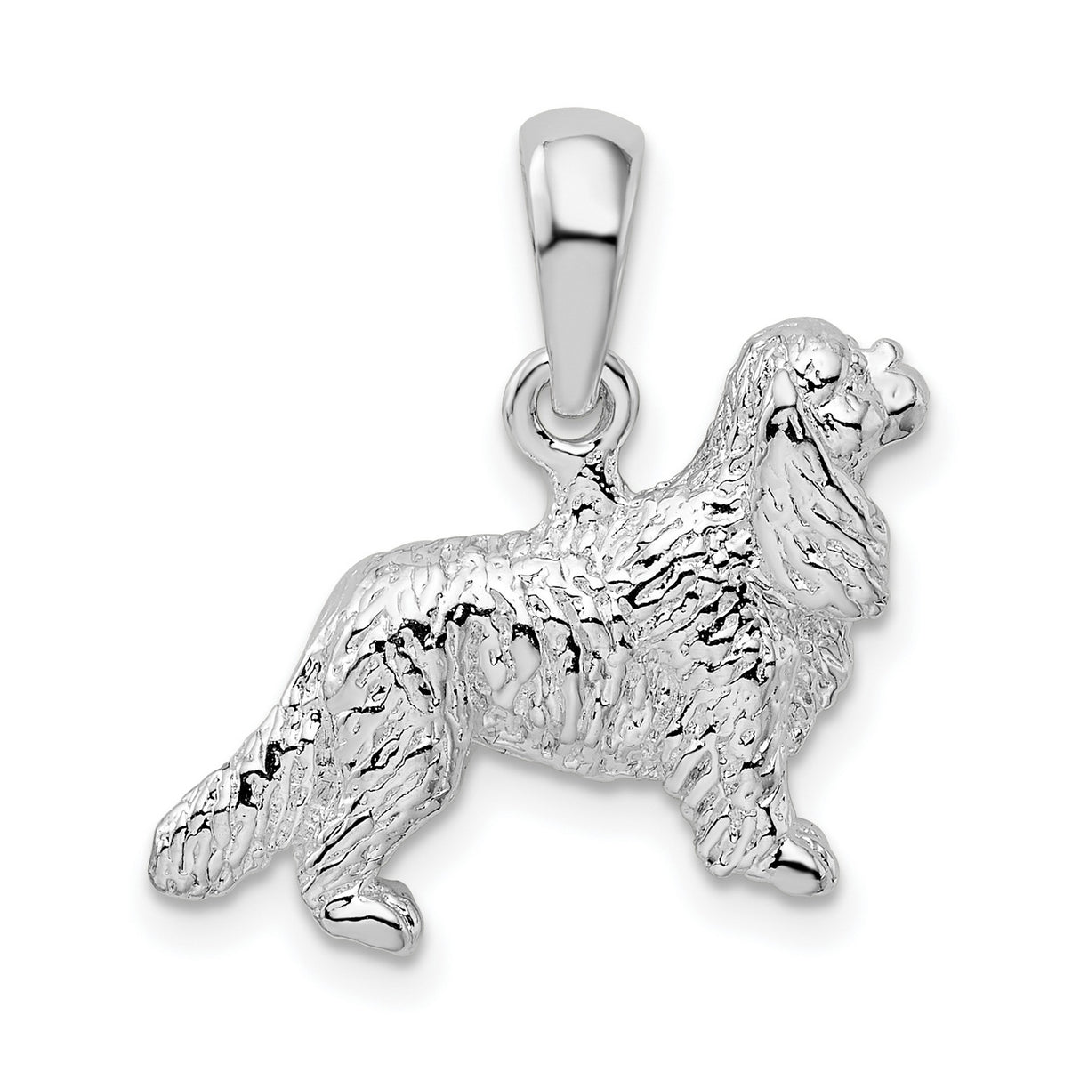 Sterling Silver Cocker Spaniel Pendant, Realistic 3D Dog Design, Animal Jewelry Charm for Women or Unisex