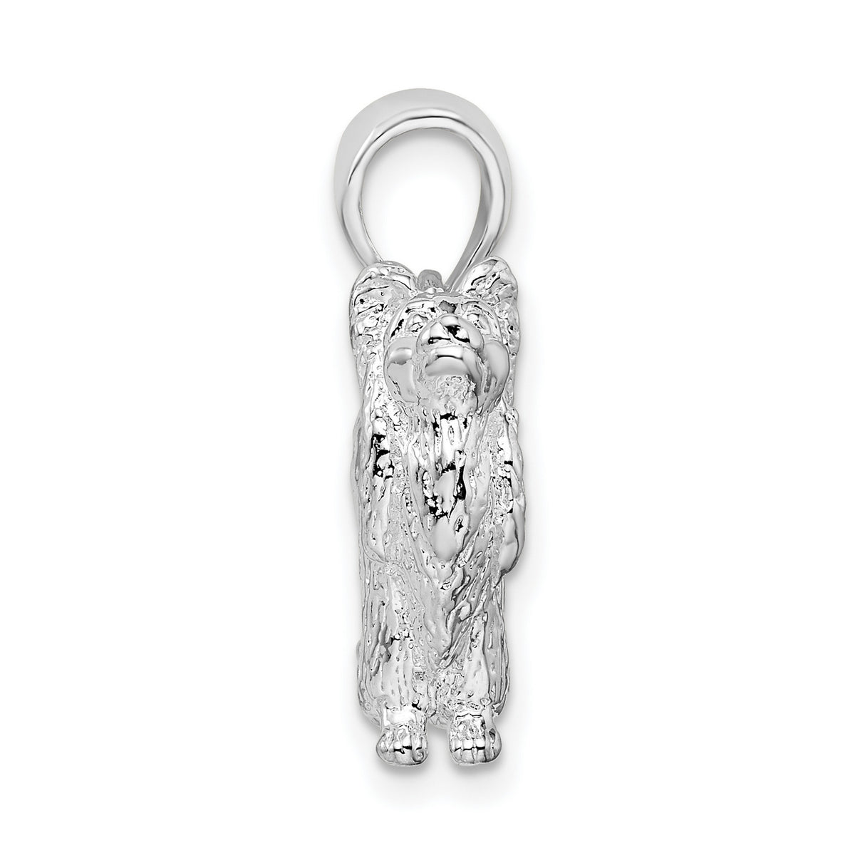 Sterling Silver Pendant with Yorkshire Terrier Design and Textured Fur Detail for Women