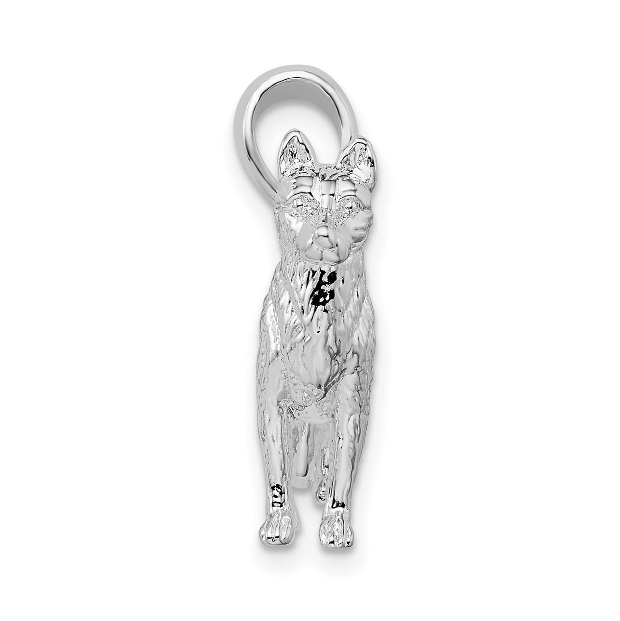 Textured 3-D German Shepherd Charm Pendant in Real 925 Sterling Silver