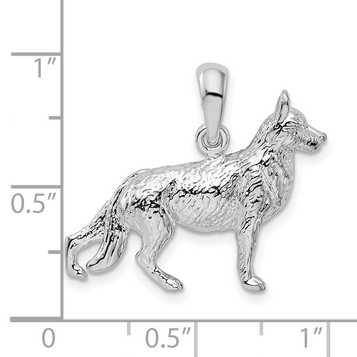 Textured 3-D German Shepherd Charm Pendant in Real 925 Sterling Silver
