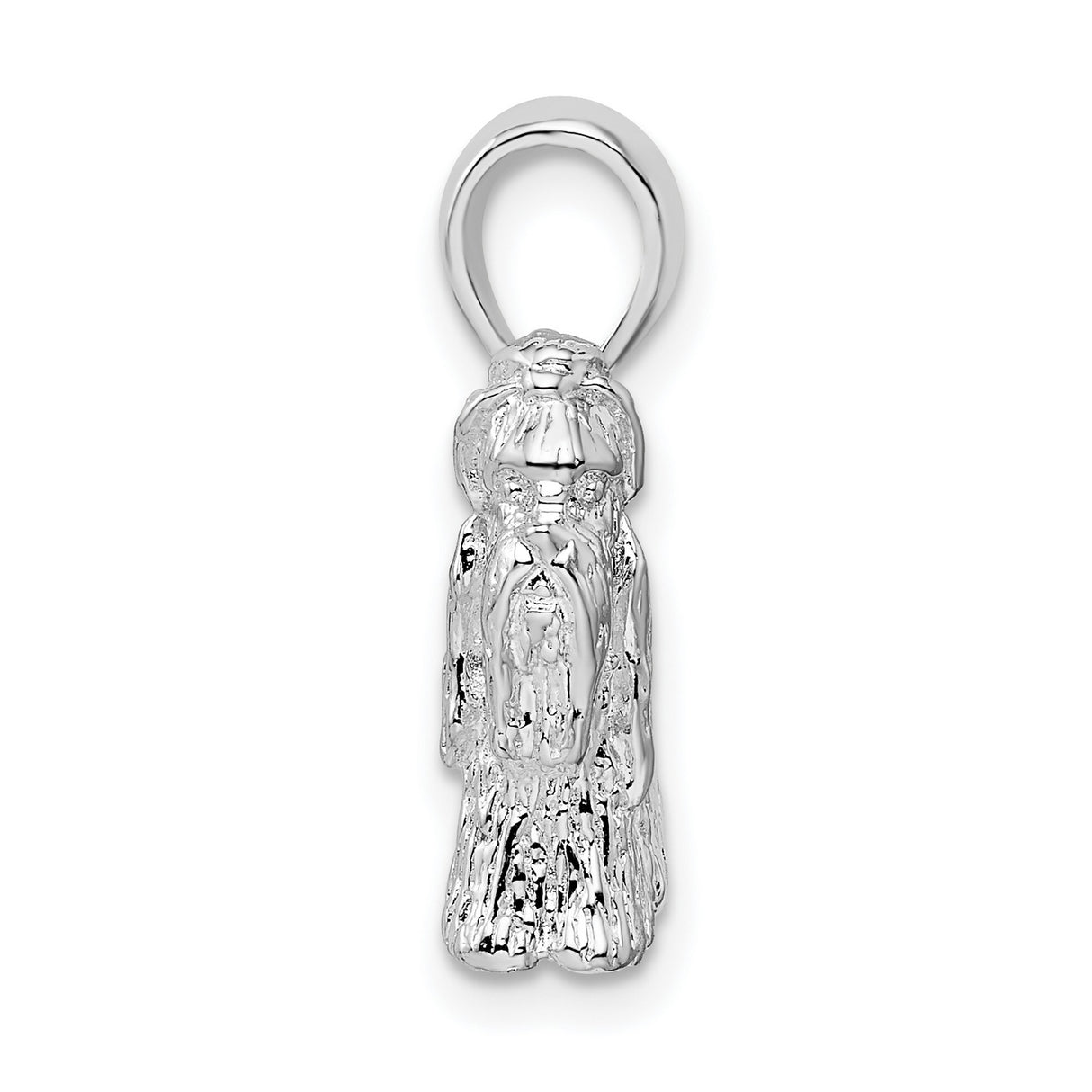 Sterling Silver Afghan Hound Pendant, Realistic Longhaired Dog Charm with Textured Detailing