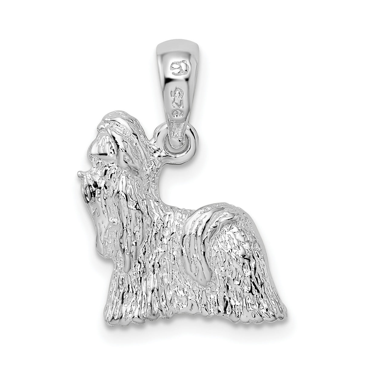 Sterling Silver Afghan Hound Pendant, Realistic Longhaired Dog Charm with Textured Detailing