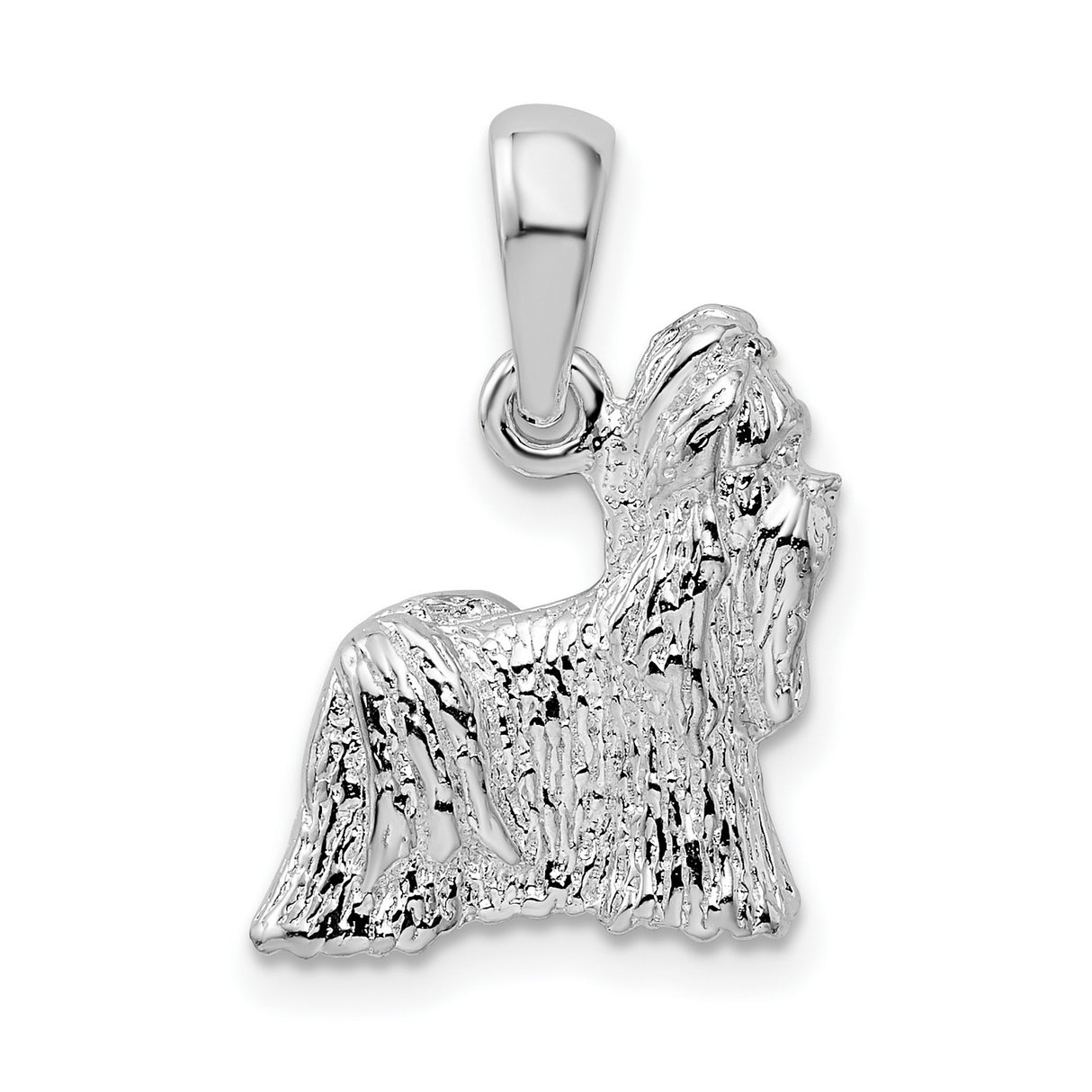 Sterling Silver Afghan Hound Pendant, Realistic Longhaired Dog Charm with Textured Detailing