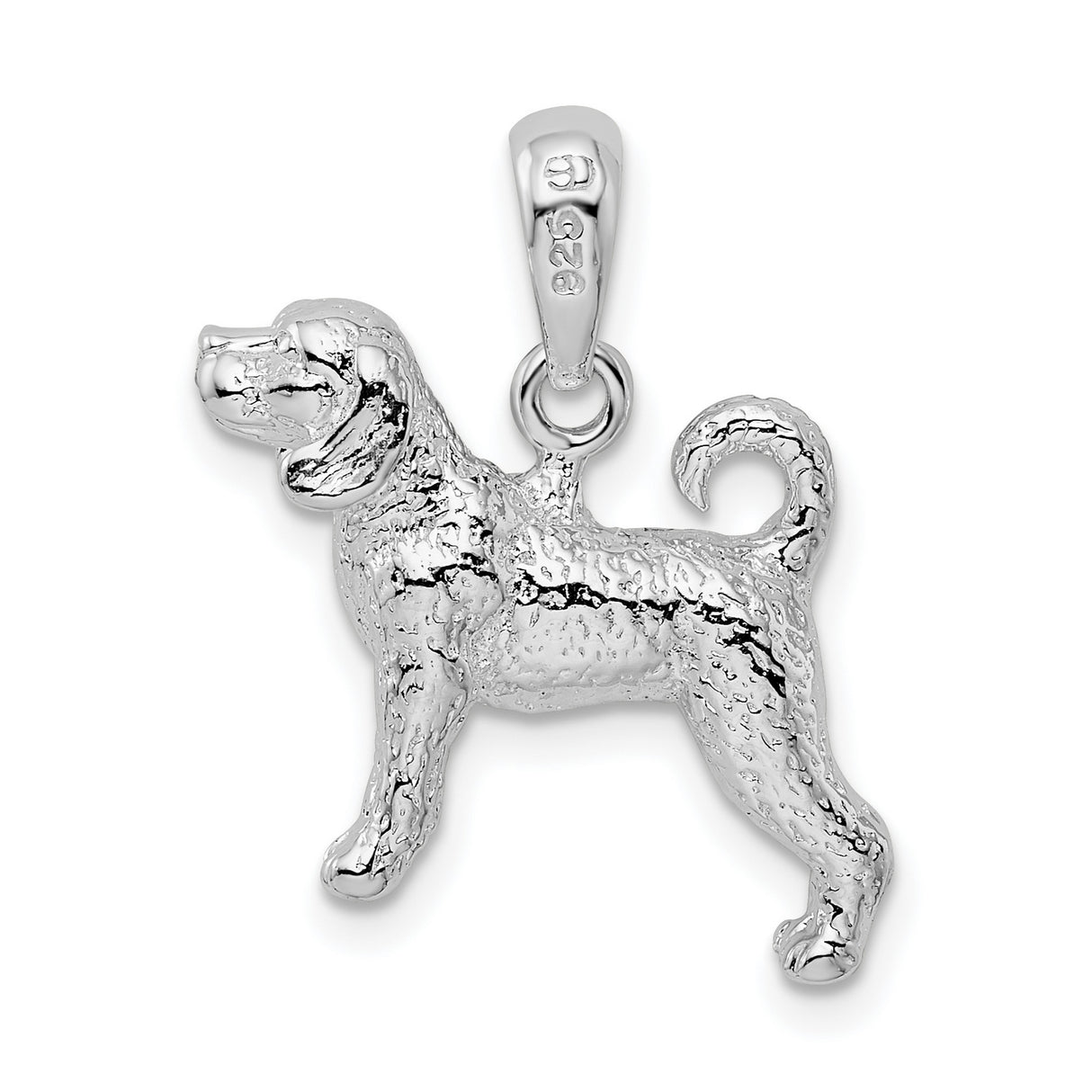 Sterling Silver Dog Pendant with Detailed Hound Design, Symbol of Loyalty and Protection