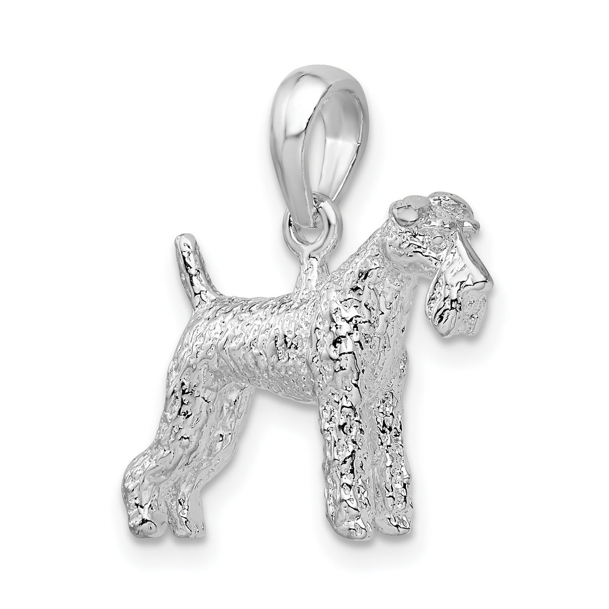 Sterling Silver Schnauzer Dog Pendant, Textured Terrier Charm, Realistic Canine Design